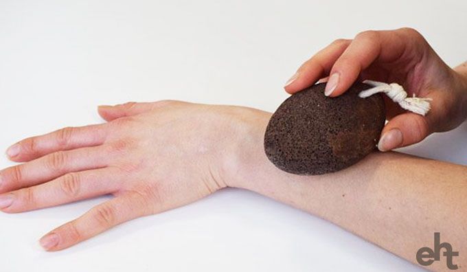 Natural hair removal using a pumice stone